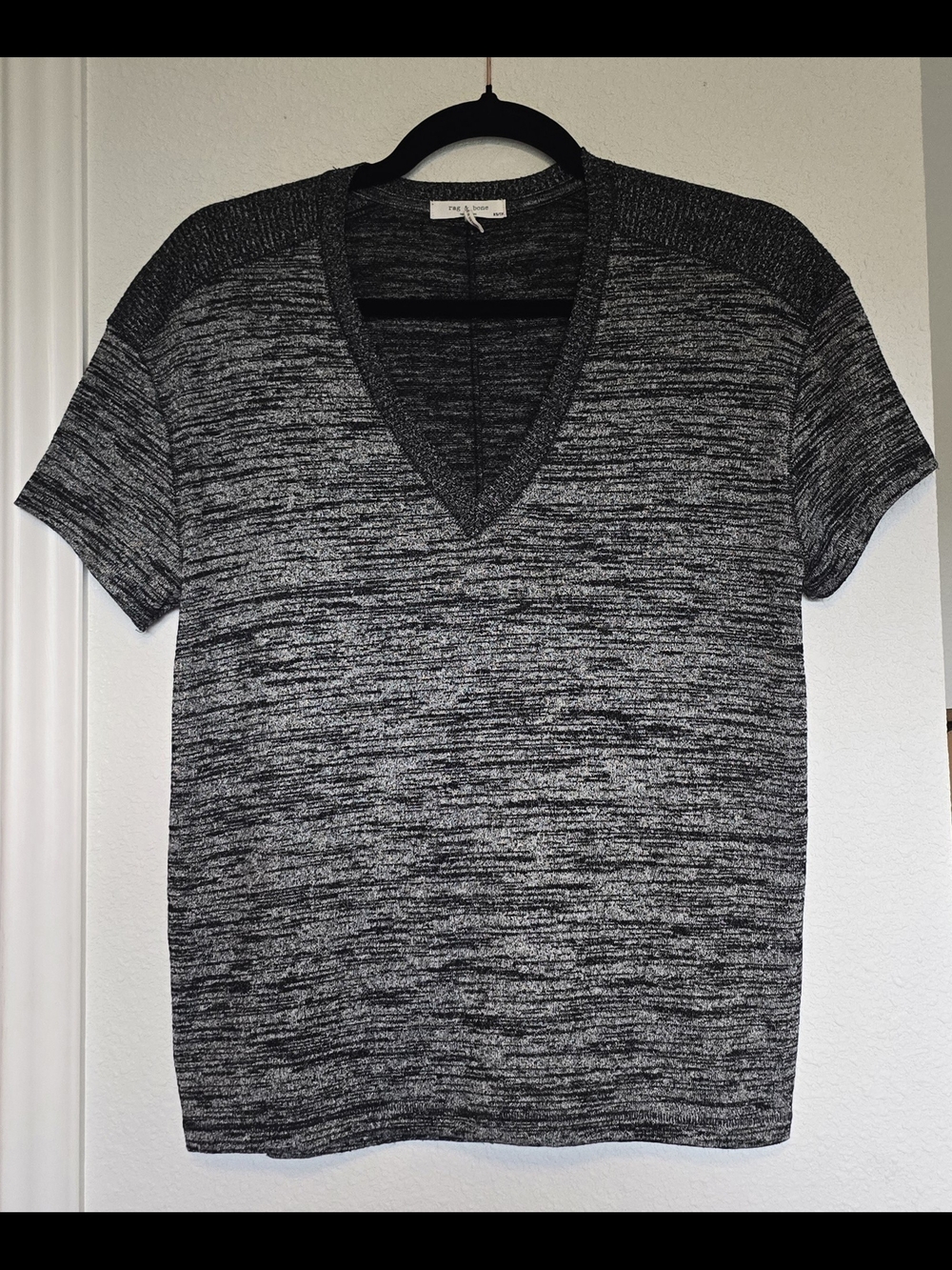 Rag & Bone Avryl V-neck Charcoal Heathered Tee Sz Xs